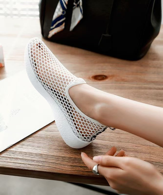 Knit Fabric Flat Feet Shoes Red Hollow Out Flat Shoes