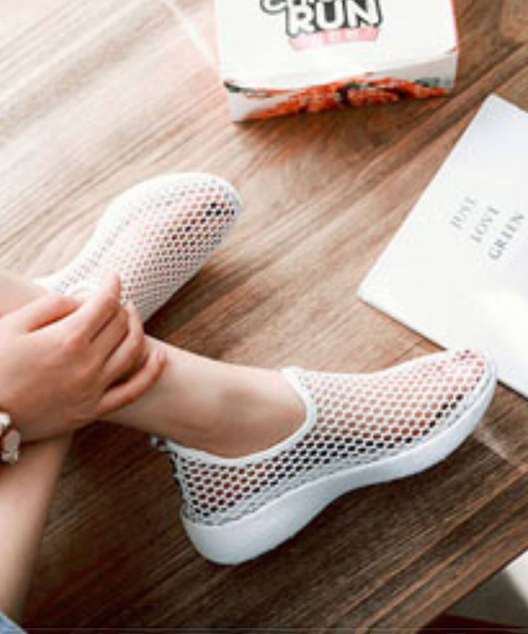 Knit Fabric Flat Feet Shoes Red Hollow Out Flat Shoes
