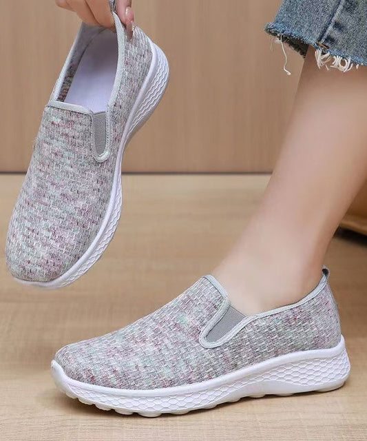 Knit Fabric Flat Shoes For Women Fine Print Flat Shoes