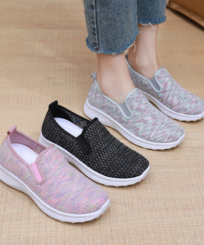 Knit Fabric Flat Shoes For Women Fine Print Flat Shoes