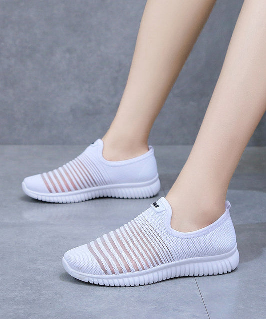 Knit Fabric Flat Shoes For Women Hollow Out Flat Shoes