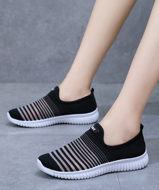 Knit Fabric Flat Shoes For Women Hollow Out Flat Shoes