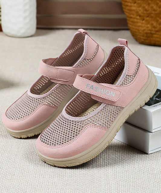 Knit Fabric Flats Buckle Strap Flat Feet Shoes