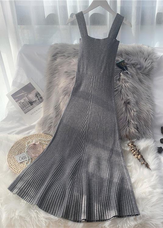 Knitted big hem  Sweater Wardrobes Classy sleeveless daily knit dress - SooLinen