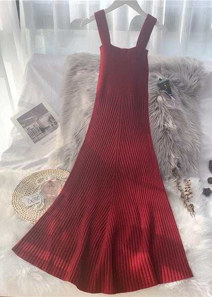 Knitted big hem  Sweater Wardrobes Classy sleeveless daily knit dress - SooLinen