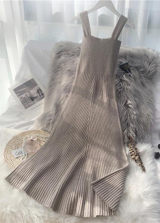 Knitted big hem  Sweater Wardrobes Classy sleeveless daily knit dress - SooLinen