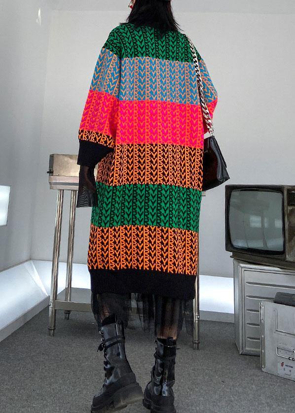 Knitted rainbow Sweater dress outfit Beautiful o neck spring sweater dress - SooLinen