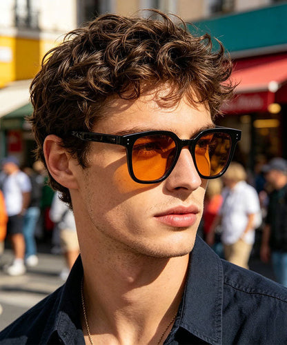Korean Style Yellow Square Versatile Sunglasses