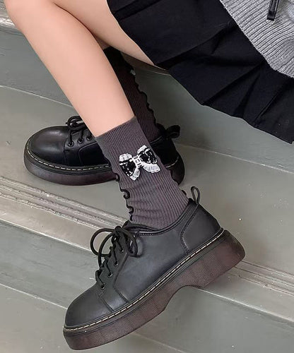 Korean Version Sweet Bow Versatile Mid Calf Socks
