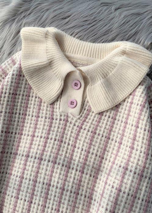 Korean version of short light purple sweater suit loose skirt two-piece suit - SooLinen