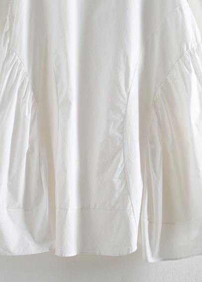 Large White Shirt Women Medium Length Spring Summer Cotton Dress - SooLinen