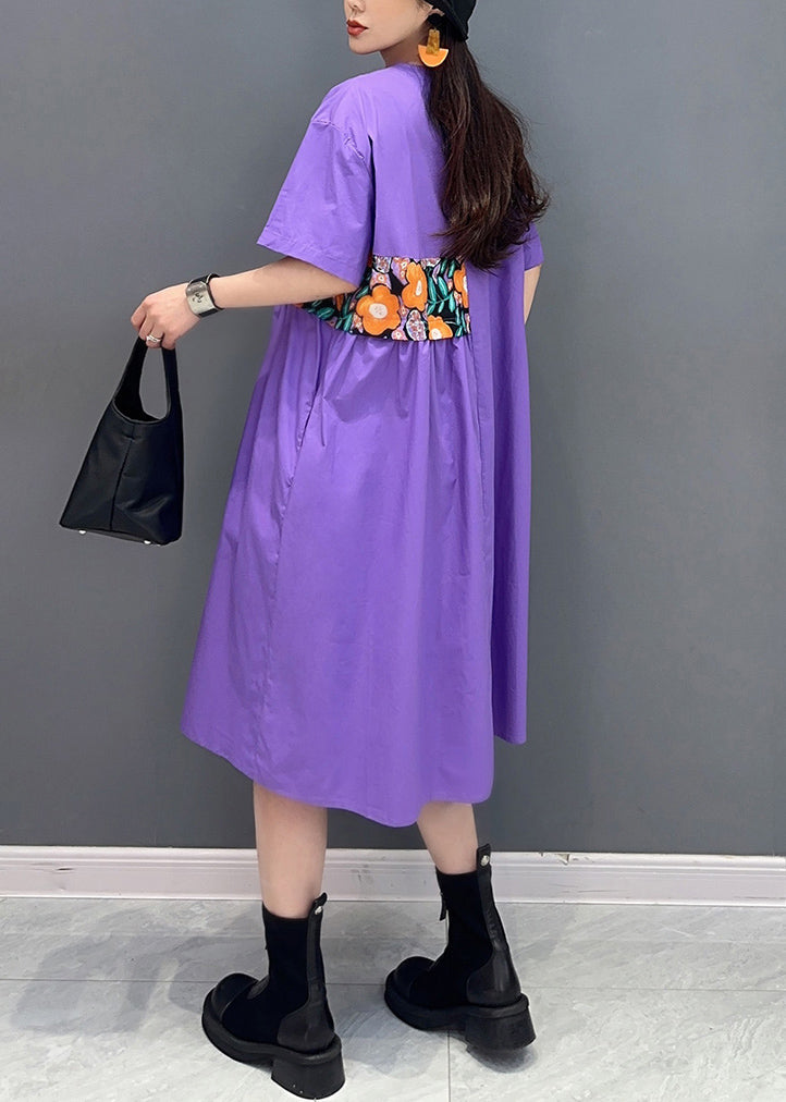 Lavender Patchwork Applique Maxi Dresses Asymmetrical Summer