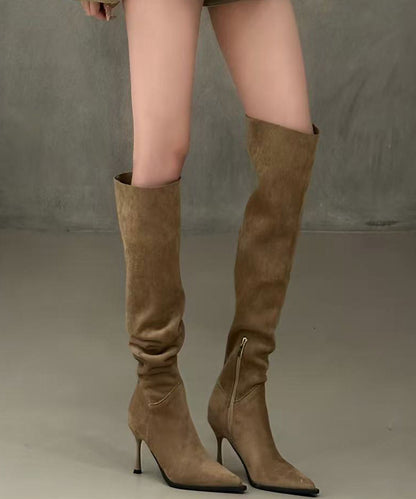 Light Camel Boots Pointed Toe Stiletto Boots