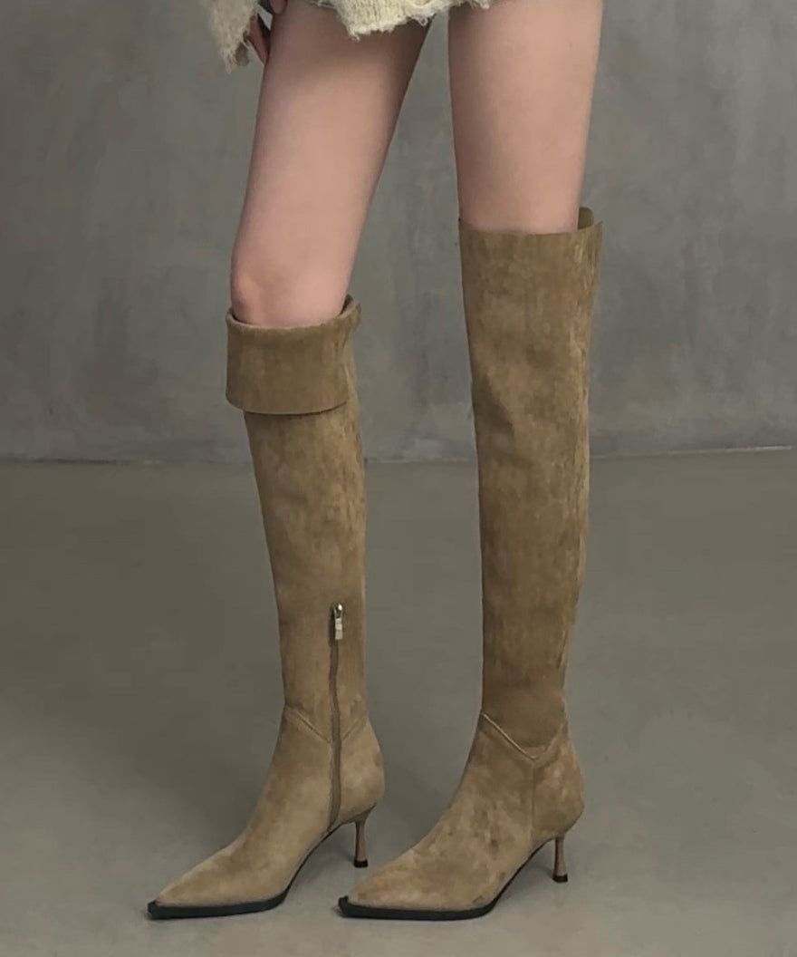 Light Camel Boots Pointed Toe Stiletto Boots