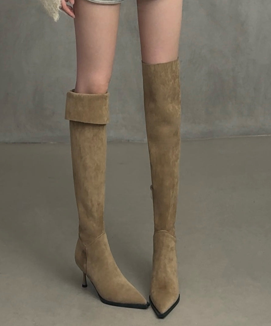Light Camel Boots Pointed Toe Stiletto Boots