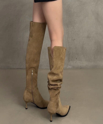 Light Camel Boots Pointed Toe Stiletto Boots