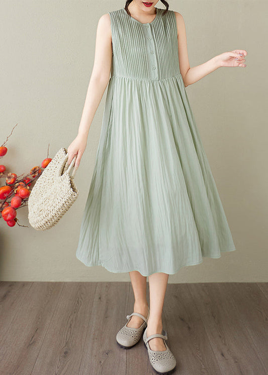 Light Green Cotton Party Dress Exra Large Hem Sleeveless