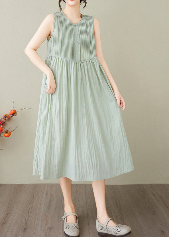 Light Green Cotton Party Dress Exra Large Hem Sleeveless