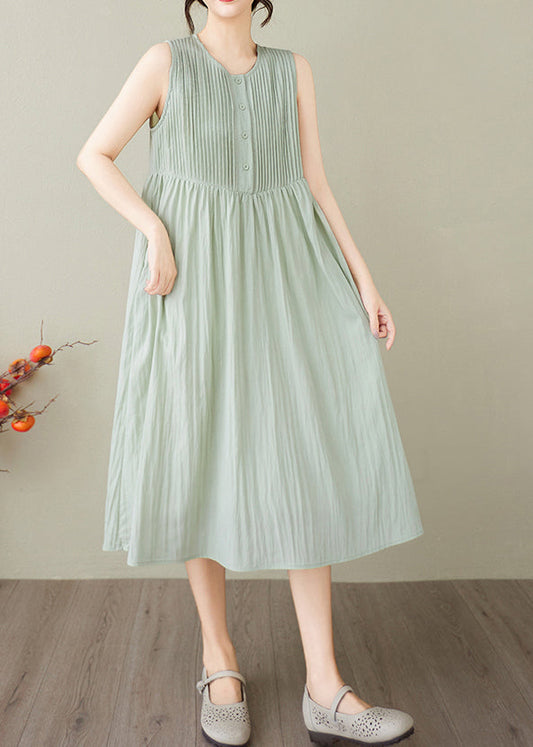 Light Green Cotton Party Dress Exra Large Hem Sleeveless