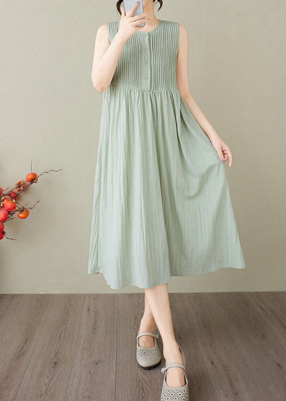Light Green Cotton Party Dress Exra Large Hem Sleeveless