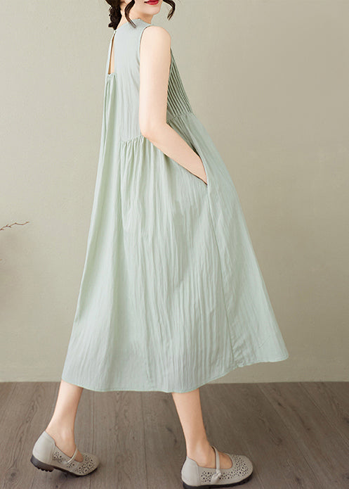 Light Green Cotton Party Dress Exra Large Hem Sleeveless