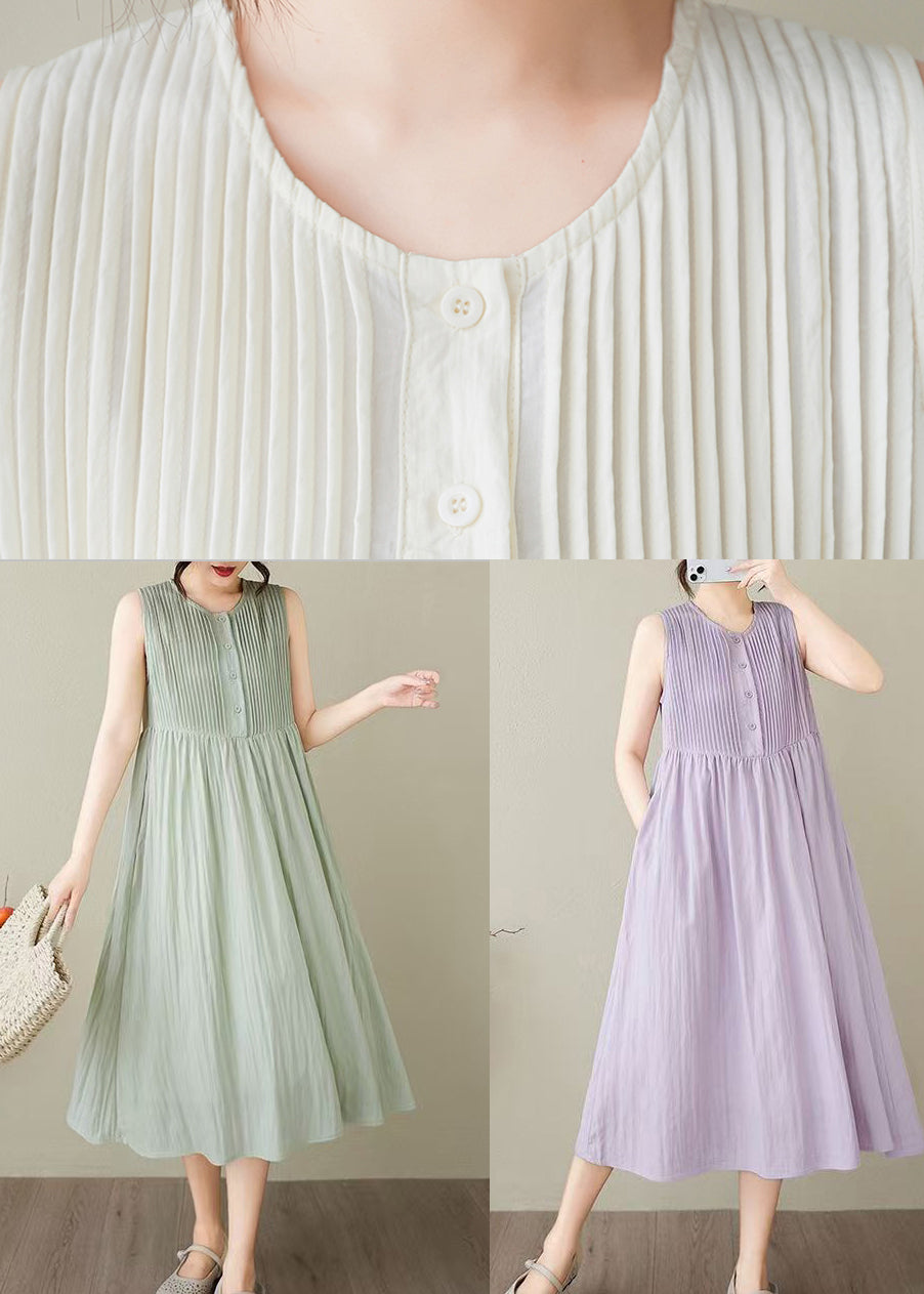 Light Green Cotton Party Dress Exra Large Hem Sleeveless