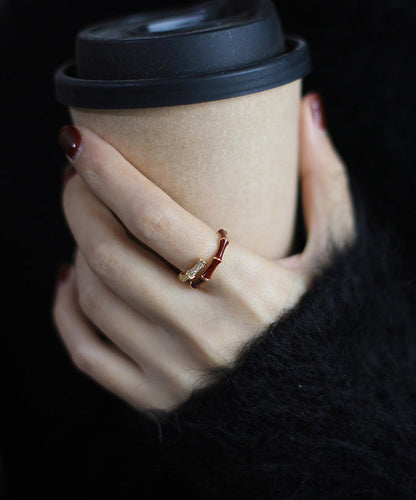 Light Luxury Exquisite Red Bamboo Zircon Rings