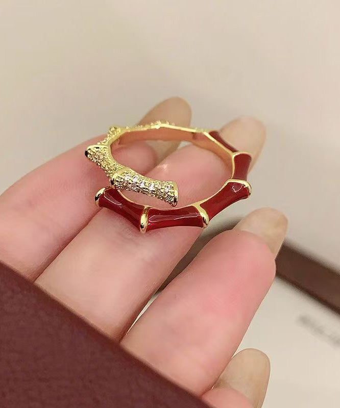 Light Luxury Exquisite Red Bamboo Zircon Rings