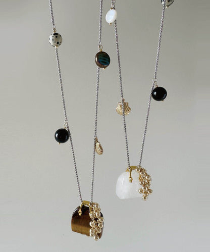Light Luxury Glass Stone Titanium Steel Long Pendant Necklace