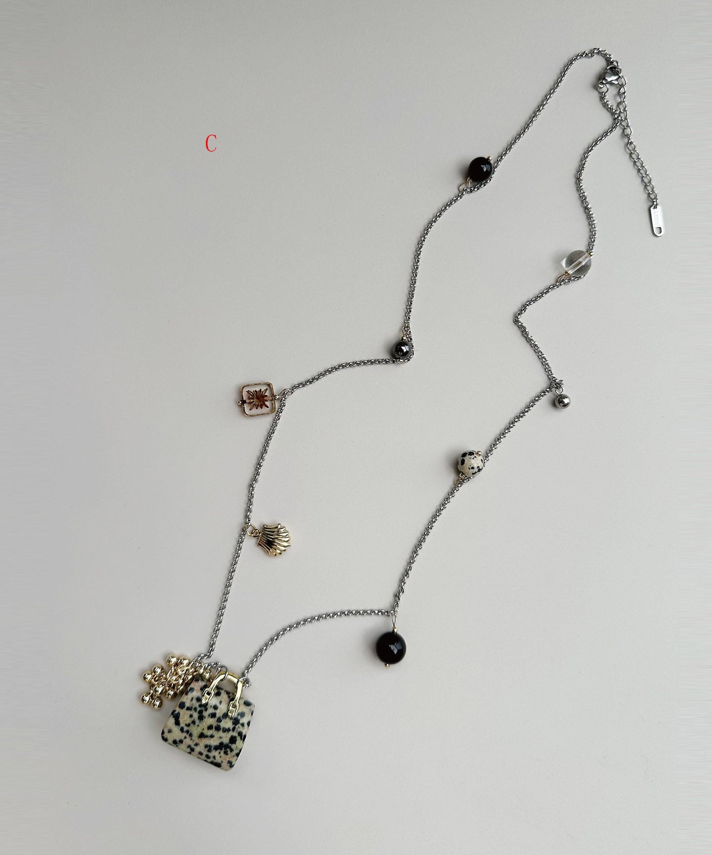 Light Luxury Glass Stone Titanium Steel Long Pendant Necklace