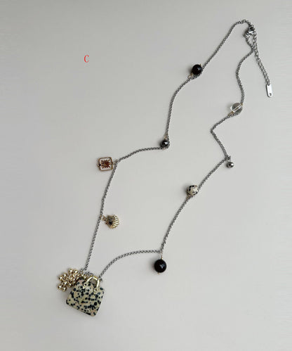 Light Luxury Glass Stone Titanium Steel Long Pendant Necklace
