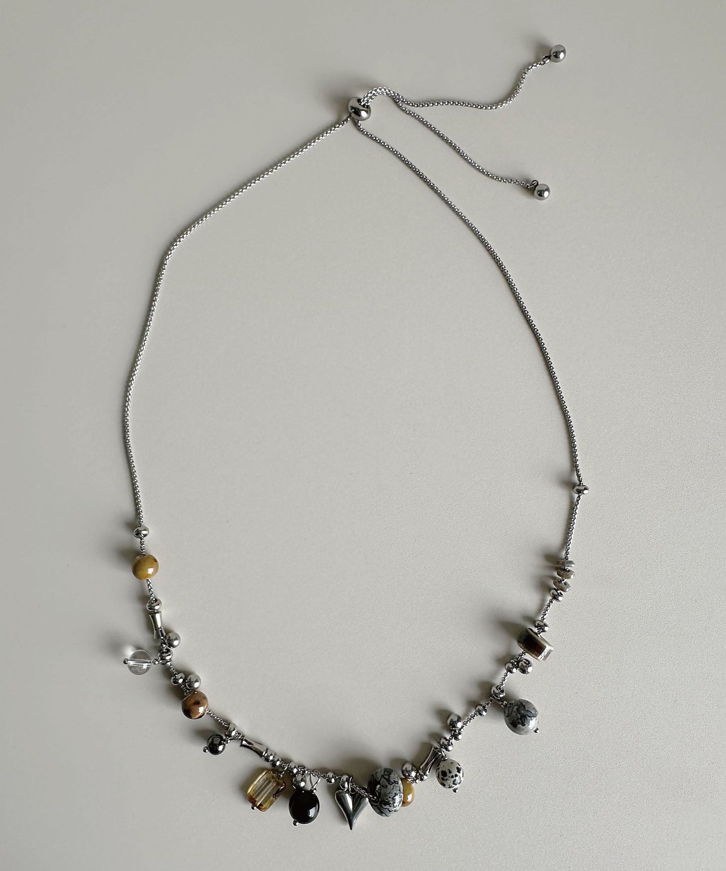 Light Luxury Natural Stone Titanium Steel Pendant Long Necklace