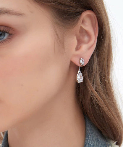 Light Luxury Silver Needle Water Droplet Zircon Earrings