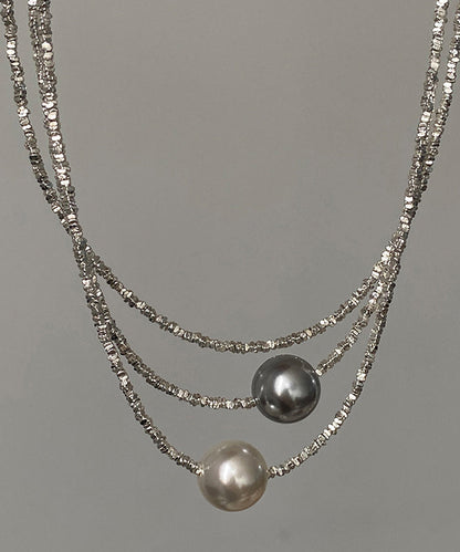 Light Luxury WhiteBroken Silver White Pearl Necklace