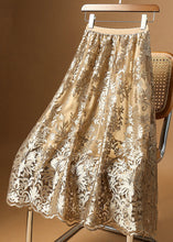 Load image into Gallery viewer, Loose Apricot Embroidered High Waist Tulle Skirt Summer