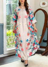 Load image into Gallery viewer, Loose Apricot O Neck Print Cotton Robe Dresses Spring