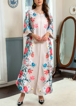 Load image into Gallery viewer, Loose Apricot O Neck Print Cotton Robe Dresses Spring