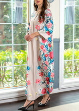 Load image into Gallery viewer, Loose Apricot O Neck Print Cotton Robe Dresses Spring