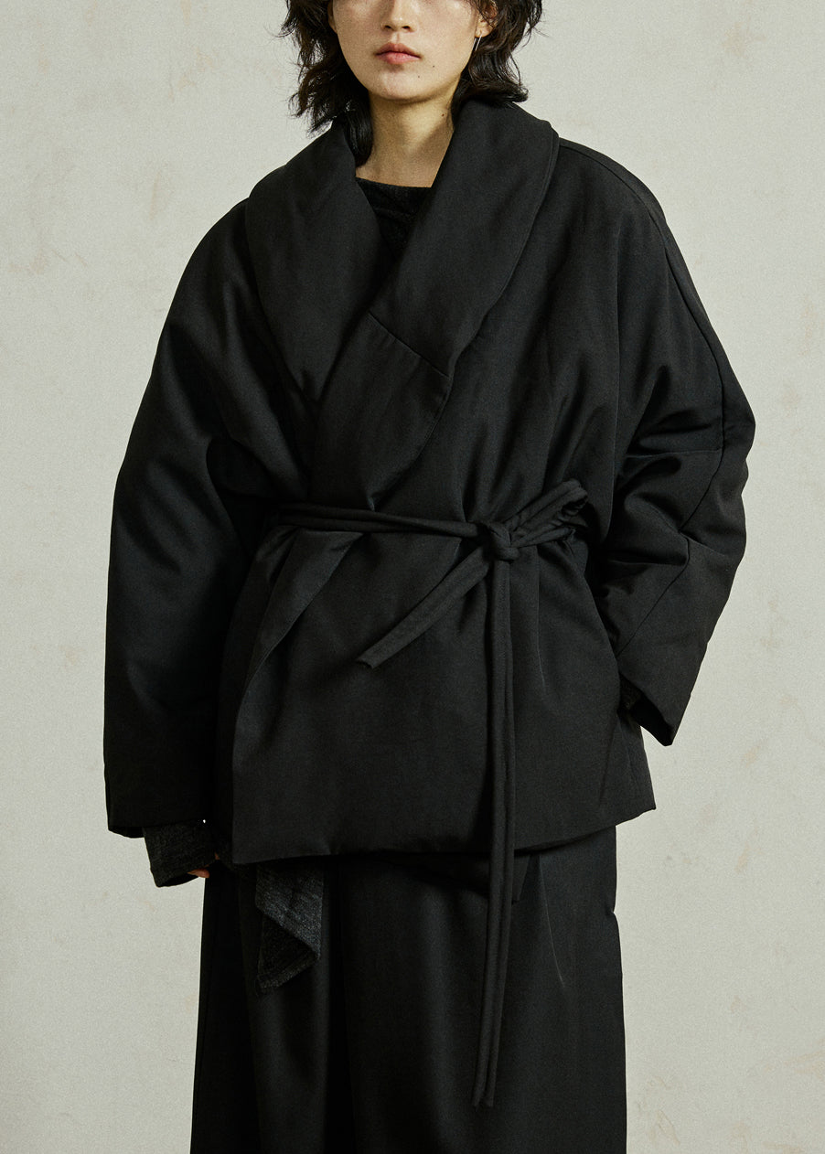 Loose Beige Peter Pan Collar Tie Waist Duck Down Down Jacket Winter