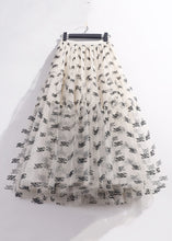 Load image into Gallery viewer, Loose Beige Print Elastic Waist Tulle Skirt Summer