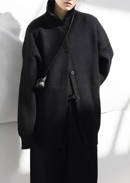 Loose Black Button Cotton Knit Cardigans Coats Fall