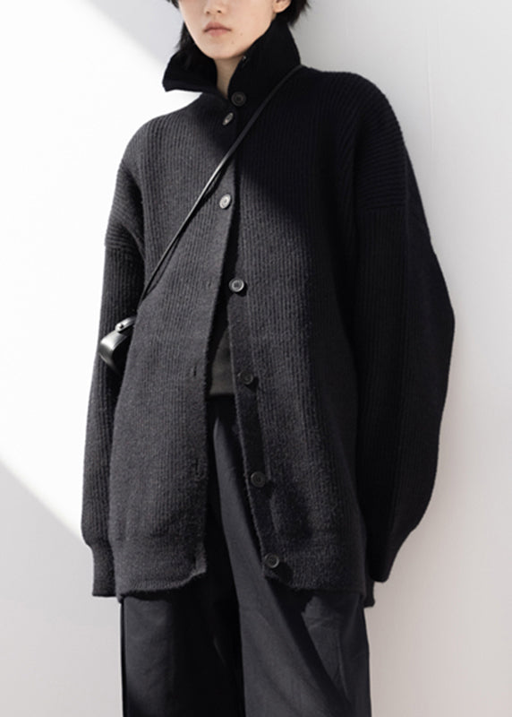 Loose Black Button Cotton Knit Cardigans Coats Fall