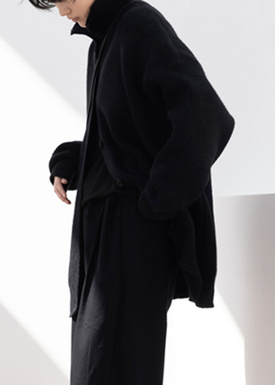 Loose Black Button Cotton Knit Cardigans Coats Fall