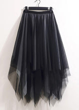 Load image into Gallery viewer, Loose Black Grey Asymmetrical Wrinkled Tulle Skirts Summer