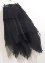 Load image into Gallery viewer, Loose Black Grey Asymmetrical Wrinkled Tulle Skirts Summer