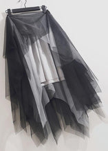 Load image into Gallery viewer, Loose Black Grey Asymmetrical Wrinkled Tulle Skirts Summer