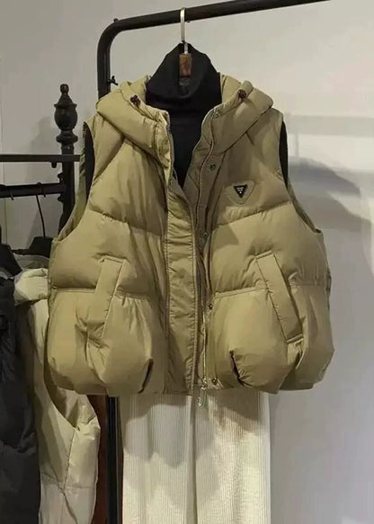 Loose Black Hooded Fine Cotton Filled Womens Parka Winter