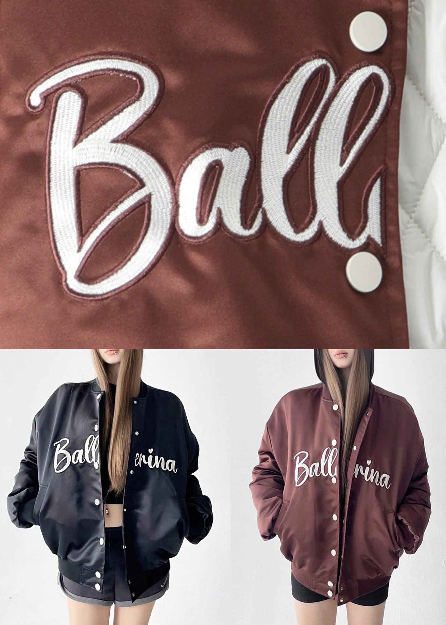 Loose Black Letter Button Cotton Filled Parkas Winter