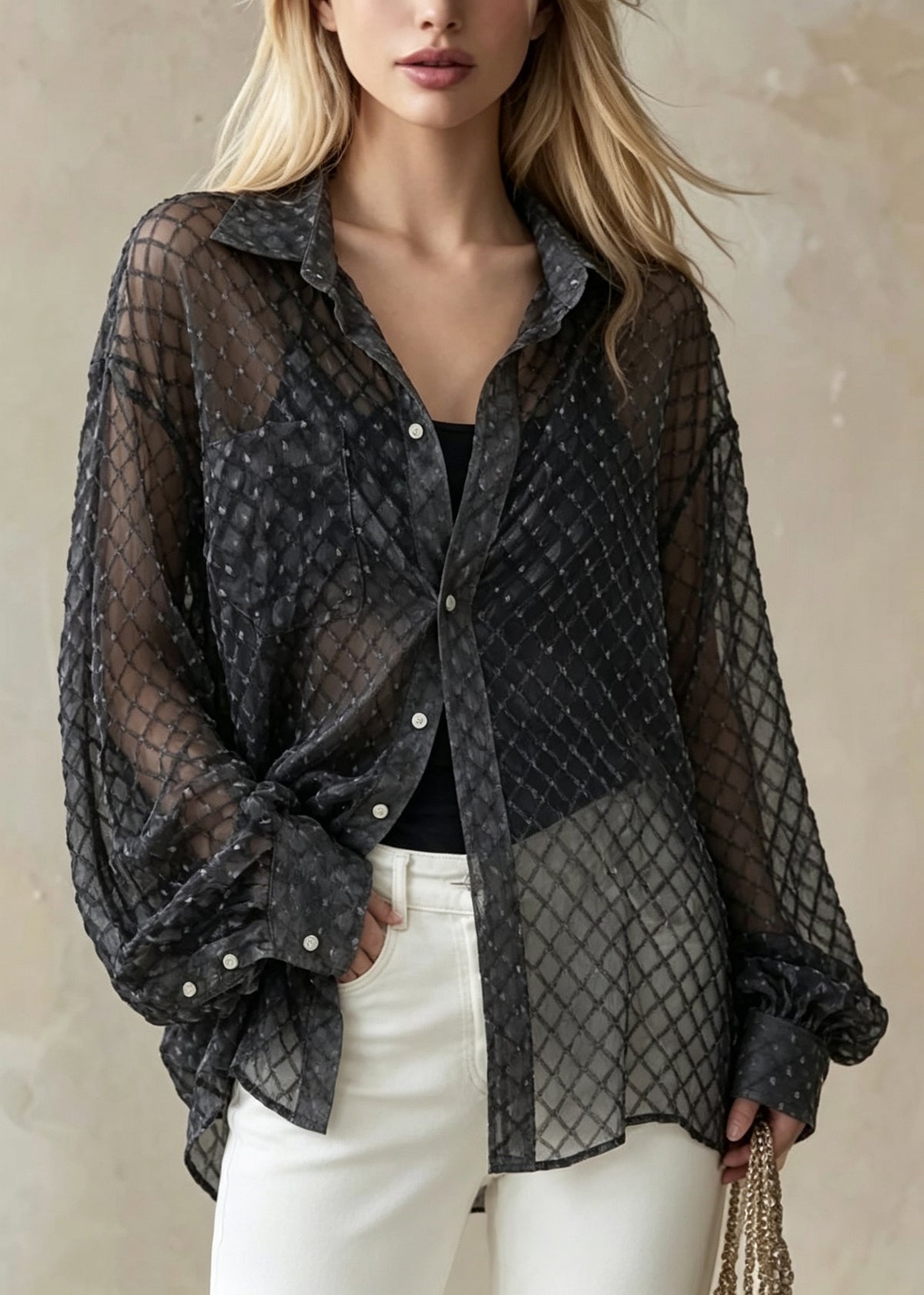 Loose Black Peter Pan Collar Patchwork Cotton Shirts Batwing Sleeve
