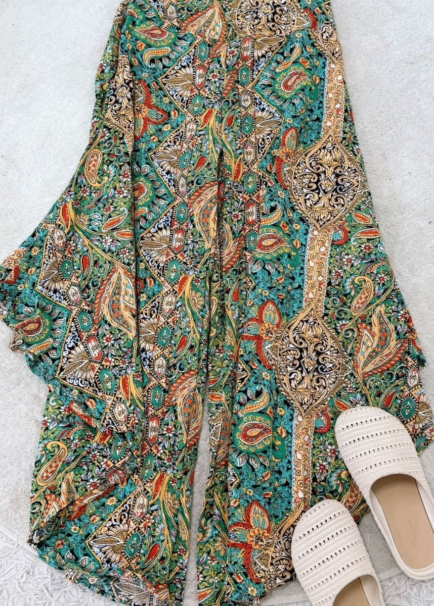 Loose Blue Asymmetrical High Waist Pockets Wide Leg Pants Summer